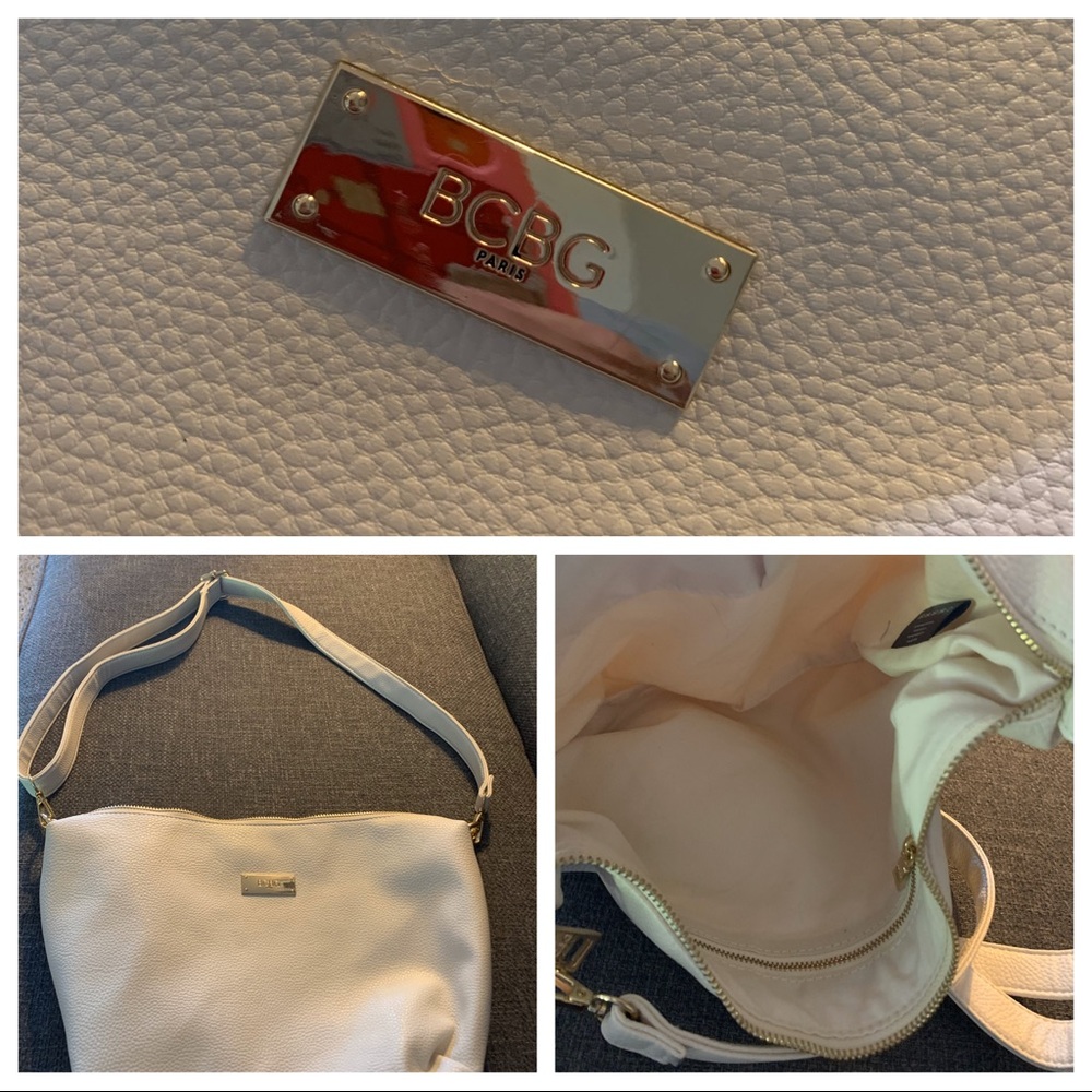 BCBG cream leather bag
